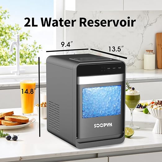 Soopyk Self Cleaning Countertop Nugget Ice Maker Machine with Ice Scoop 33lbs Daily...