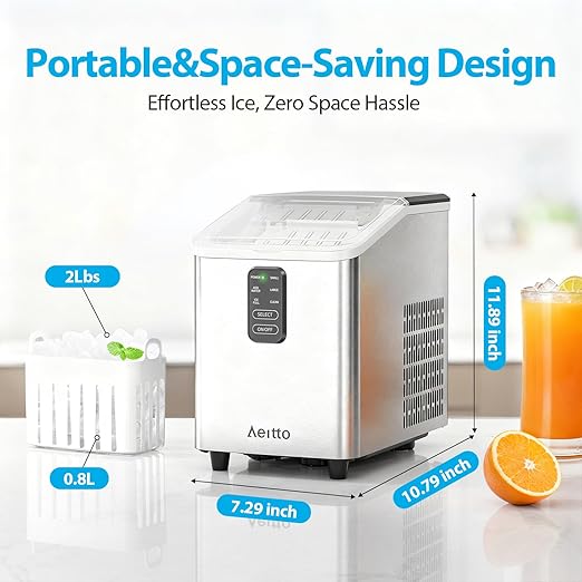 Aeitto Ice Maker Countertop 26lbs/24H, Ice Machine 8 Ice Cubes Ready in 6 Mins (2523)