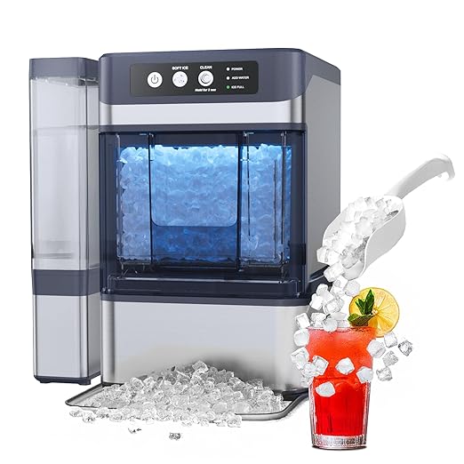 Fadhole Countertop Nugget Ice Maker with Water Tank, 40 lbs/24H