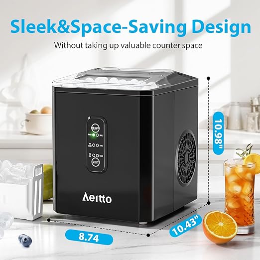 Aeitto Ice Makers Countertop, 9 Ice Cubes Release in 6 Mins