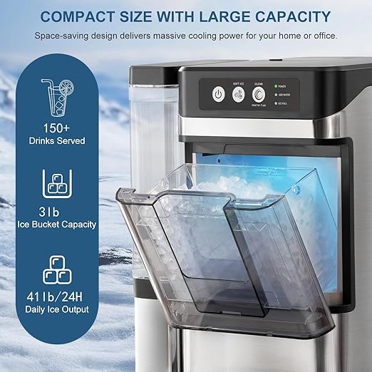 Cavevine Nugget ice Maker countertop with Side Tank