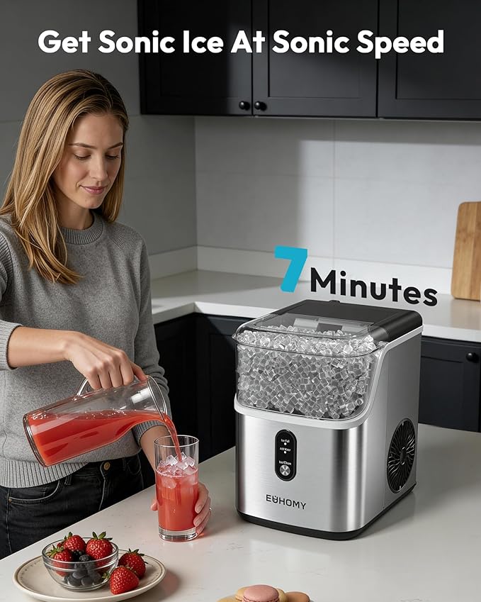 Euhomy Nugget Ice Maker Countertop, Ready in 7 Mins