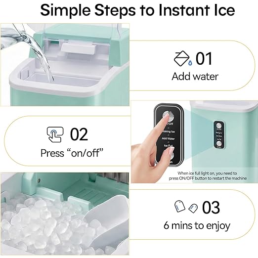 KMFurnila Nugget Ice Maker Countertop, 6-Min Ready