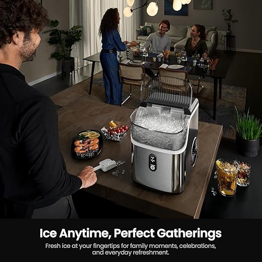 Kismile Nugget Ice Makers Countertop, 35lbs/Day