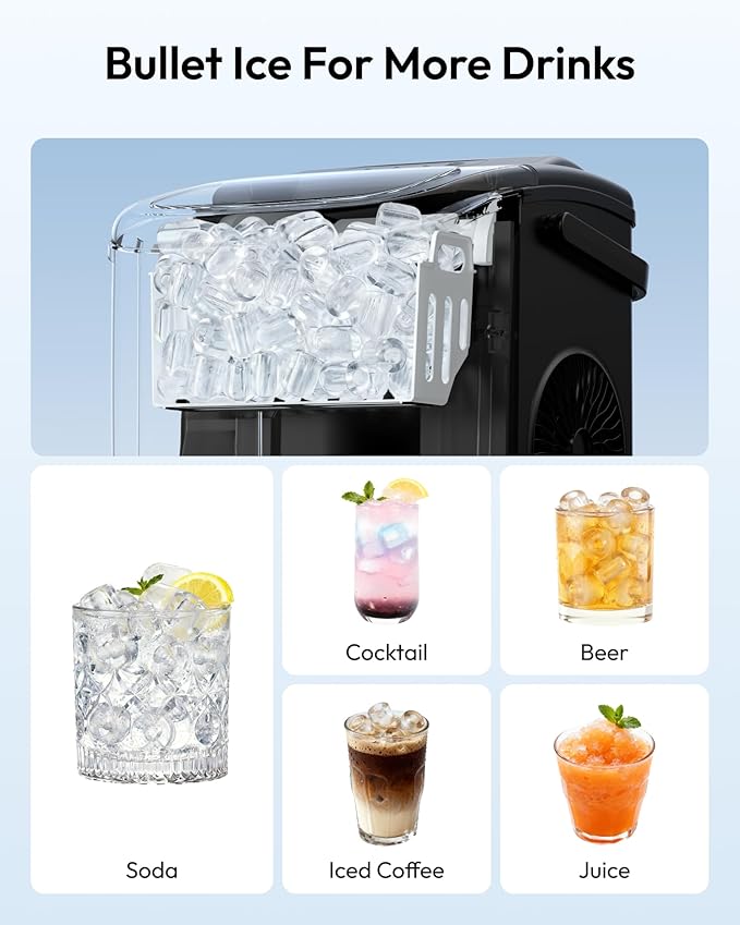 Euhomy Countertop Ice Maker Machine with Handle, 26lbs in 24Hrs