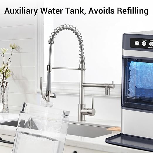 Fadhole Countertop Nugget Ice Maker with Water Tank, 40 lbs/24H