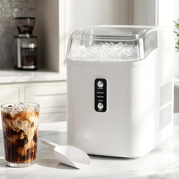 SageNest Nugget Ice Maker Countertop, 6-Min Fast Chewable Pellet Ice