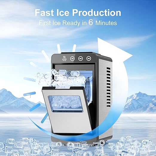 Kismile Ice Maker Countertop, Fast 8 Cubes in 6 Mins