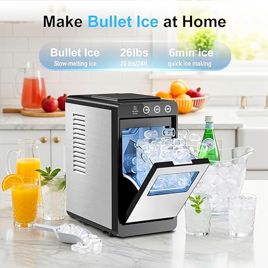 Kismile Ice Maker Countertop, Fast 8 Cubes in 6 Mins