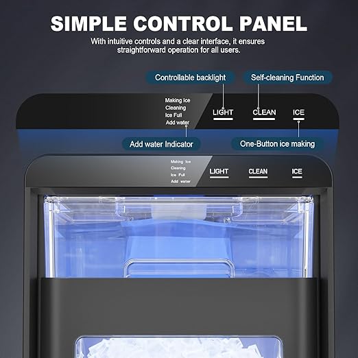 Qausou Nugget Ice Maker Countertop, 44lbs/24h Nugget Ice Machine