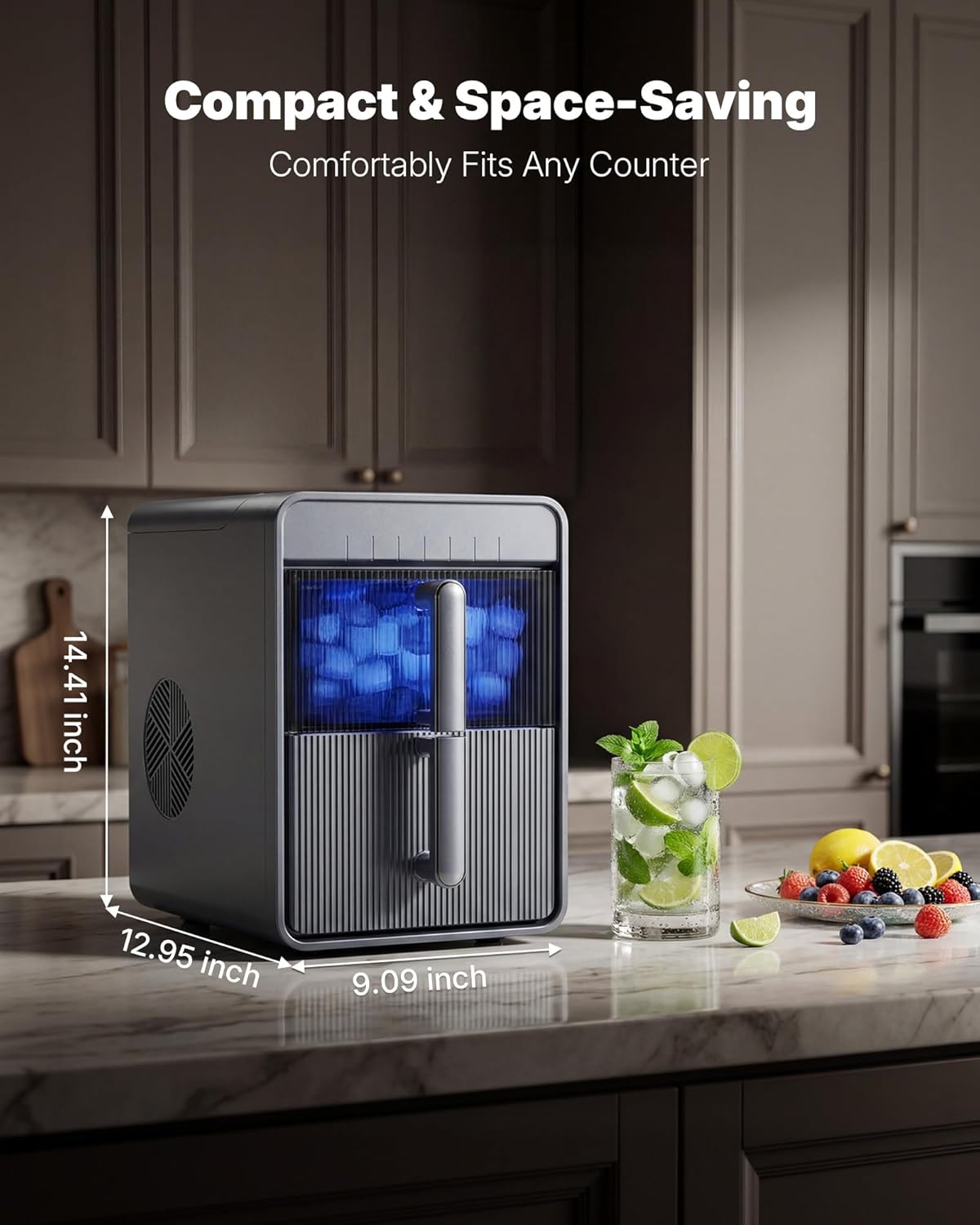 Upstreman Ice Maker Countertop, 9 Bullet Ice Cubes in 6 Mins