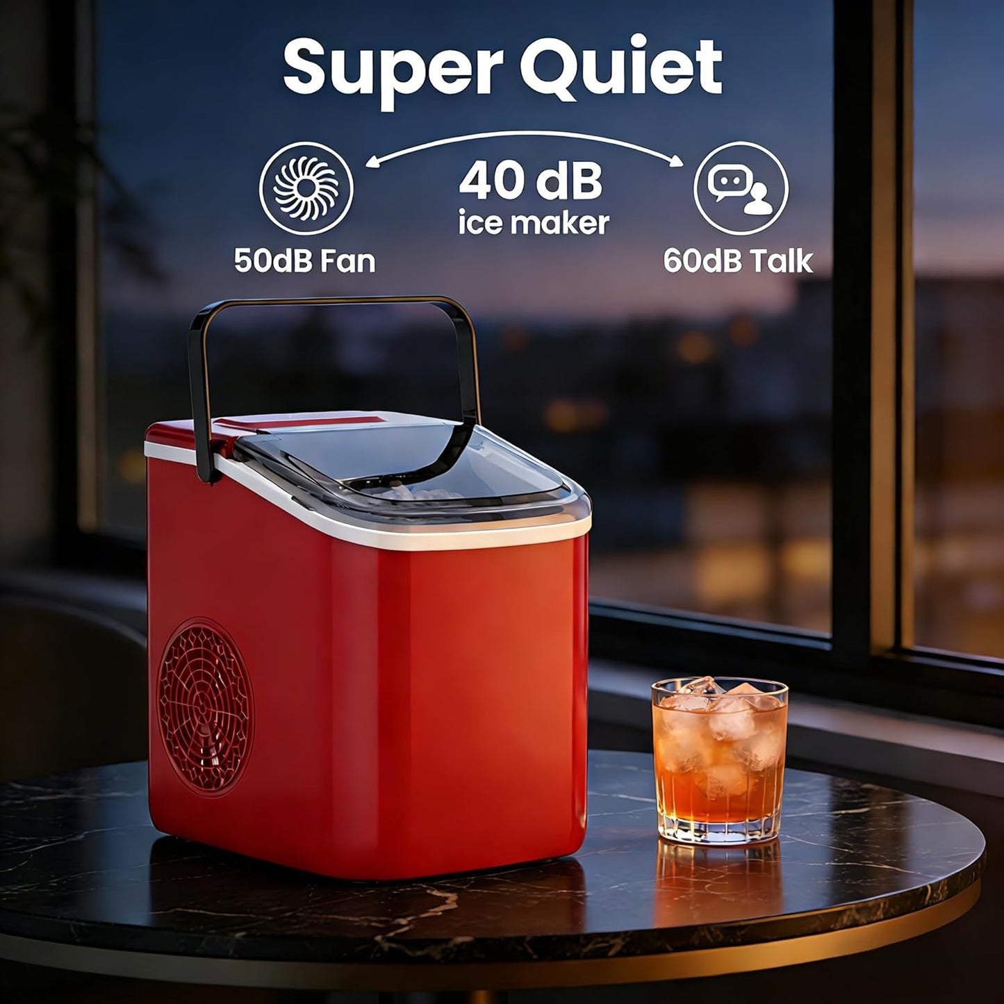 Bayany Countertop Ice Maker with Handle, 9 Ice Cubes in 6 Mins