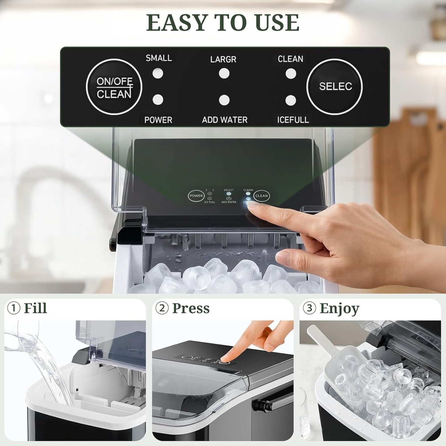 SageNest Portable Ice Makers Countertop with Handle, 26Lbs/24Hrs