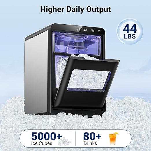 Tuatnut Nugget Ice Maker, 44lbs/24h Ice Makers Countertop