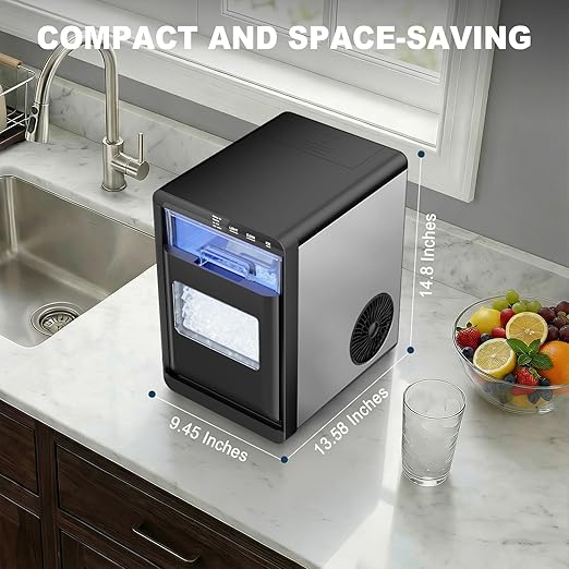 Qausou Nugget Ice Maker Countertop, 44lbs/24h Nugget Ice Machine