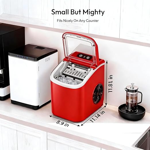 Snowflk Small Portable Countertop Ice Maker, 26lbs/24H Ice Machine with Self-Cleaning