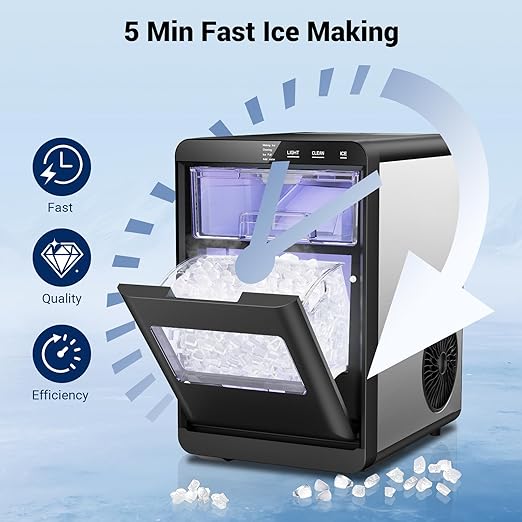 Tuatnut Nugget Ice Maker, 44lbs/24h Ice Makers Countertop