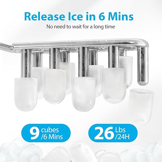 Aeitto Ice Makers Countertop, 9 Ice Cubes Release in 6 Mins