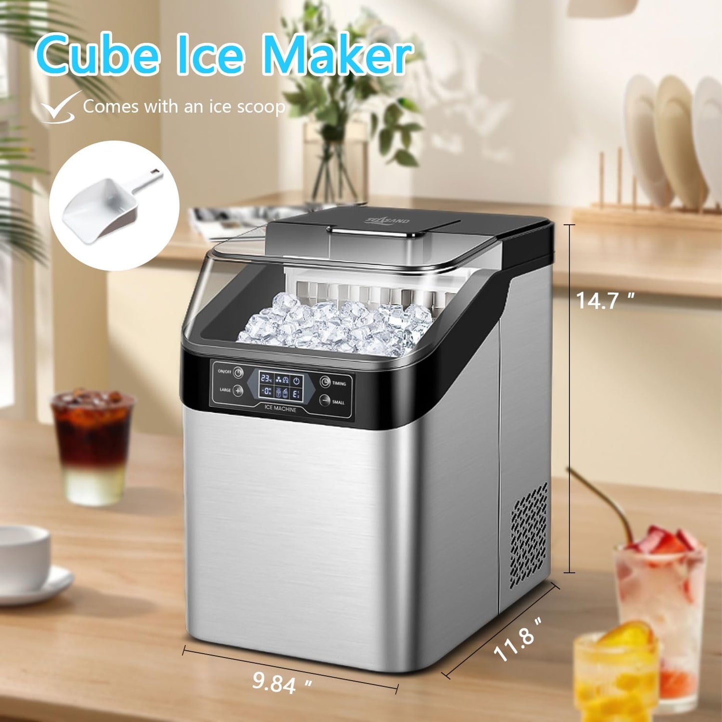 Seasand Ice Maker Countertop, 2 Ways to Add Water