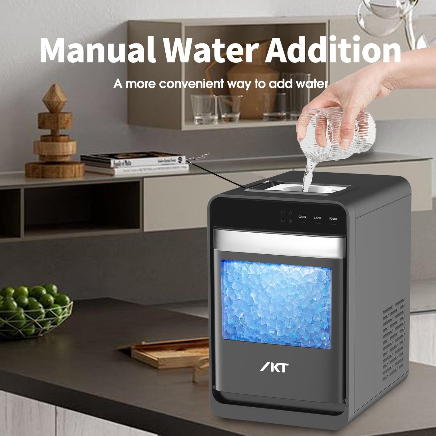 IKT Self Cleaning Countertop Nugget Ice Maker Machine with Ice Scoop 33lbs Daily...