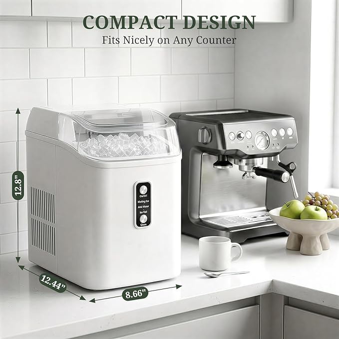 SageNest Nugget Ice Maker Countertop, 6-Min Fast Chewable Pellet Ice