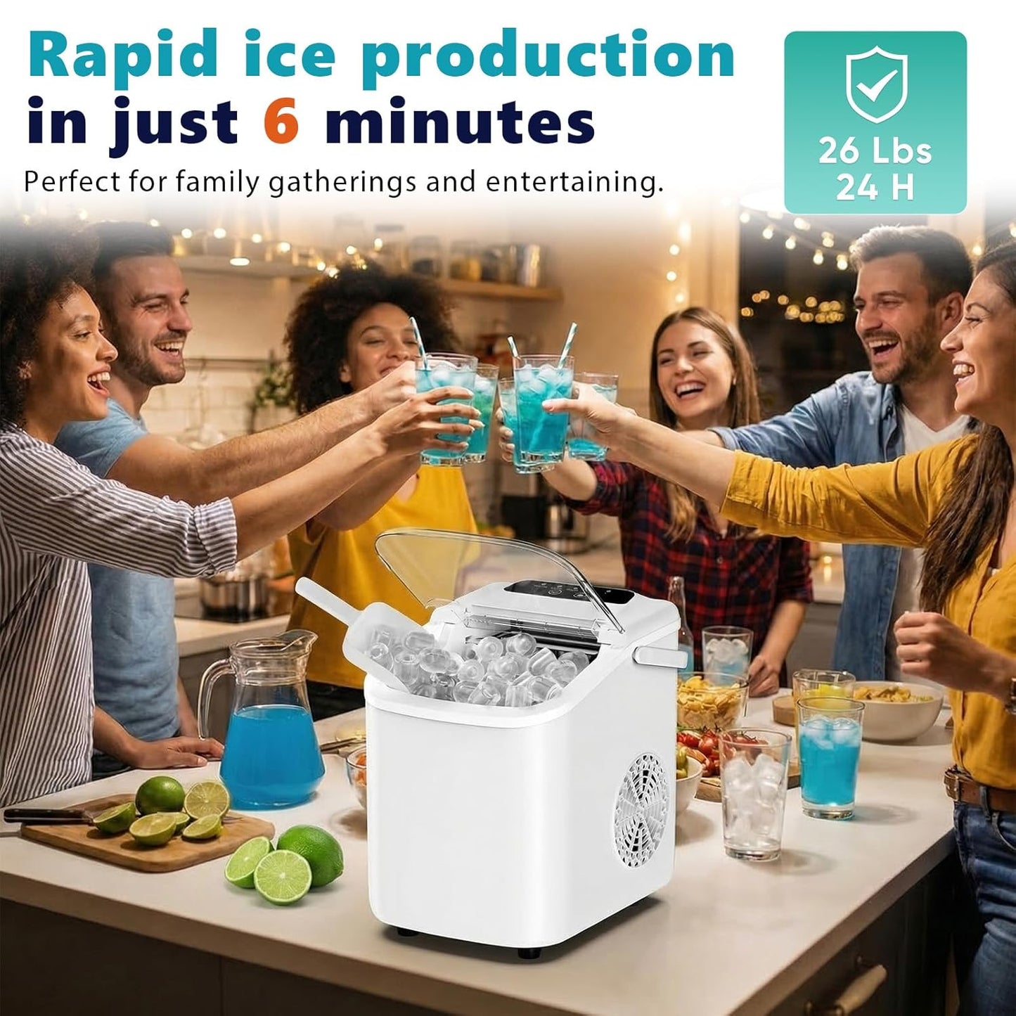 Olixis Countertop Ice Maker with Self-Cleaning