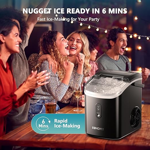 Euhomy Nugget Ice Maker Countertop with Handle, Ready in 6 Mins