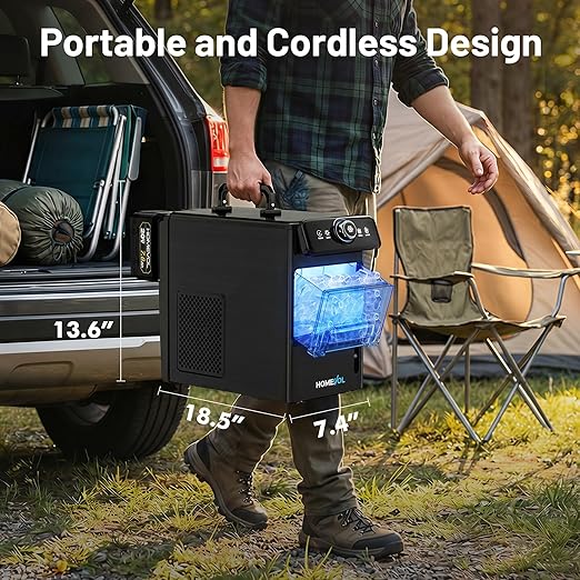 Homevol Cordless Rechargeable Battery Powered Ice Maker Compatible with Dewalt 20V...