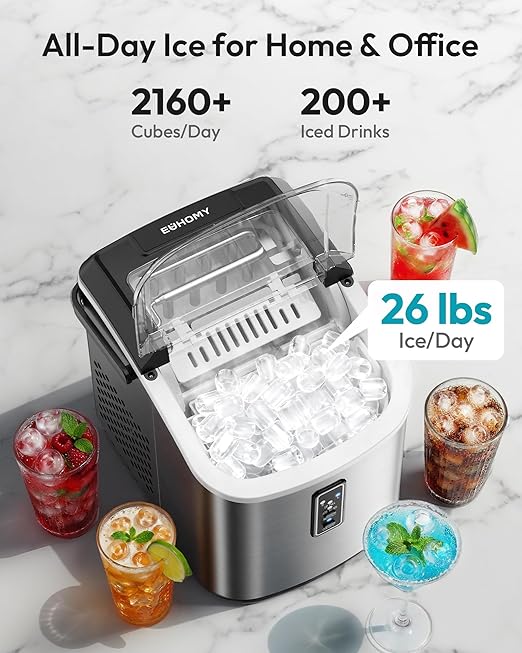 Euhomy Ice Maker Countertop, 9 Cubes Ready in 6 Mins