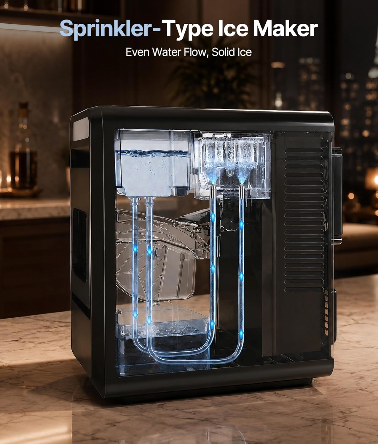 Exnos Clear Ice Cube Maker, 8 Crystal 1.2" Large Cubes in 20 Mins