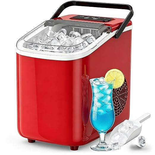 Bayany Countertop Ice Maker with Handle, 9 Ice Cubes in 6 Mins