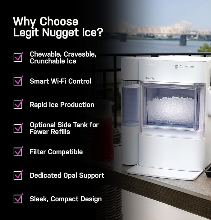 Profile GE Profile Opal 2.0 Ultra Nugget Ice Maker with .75 Gallon Side Tank and Scale...