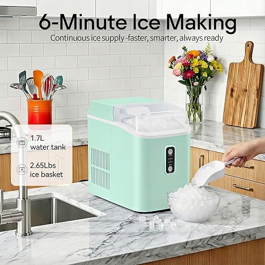 KMFurnila Nugget Ice Maker Countertop, 6-Min Ready