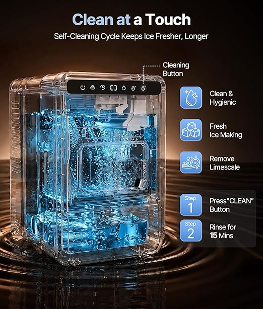 Exnos Clear Ice Cube Maker, 8 Crystal 1.2" Large Cubes in 20 Mins