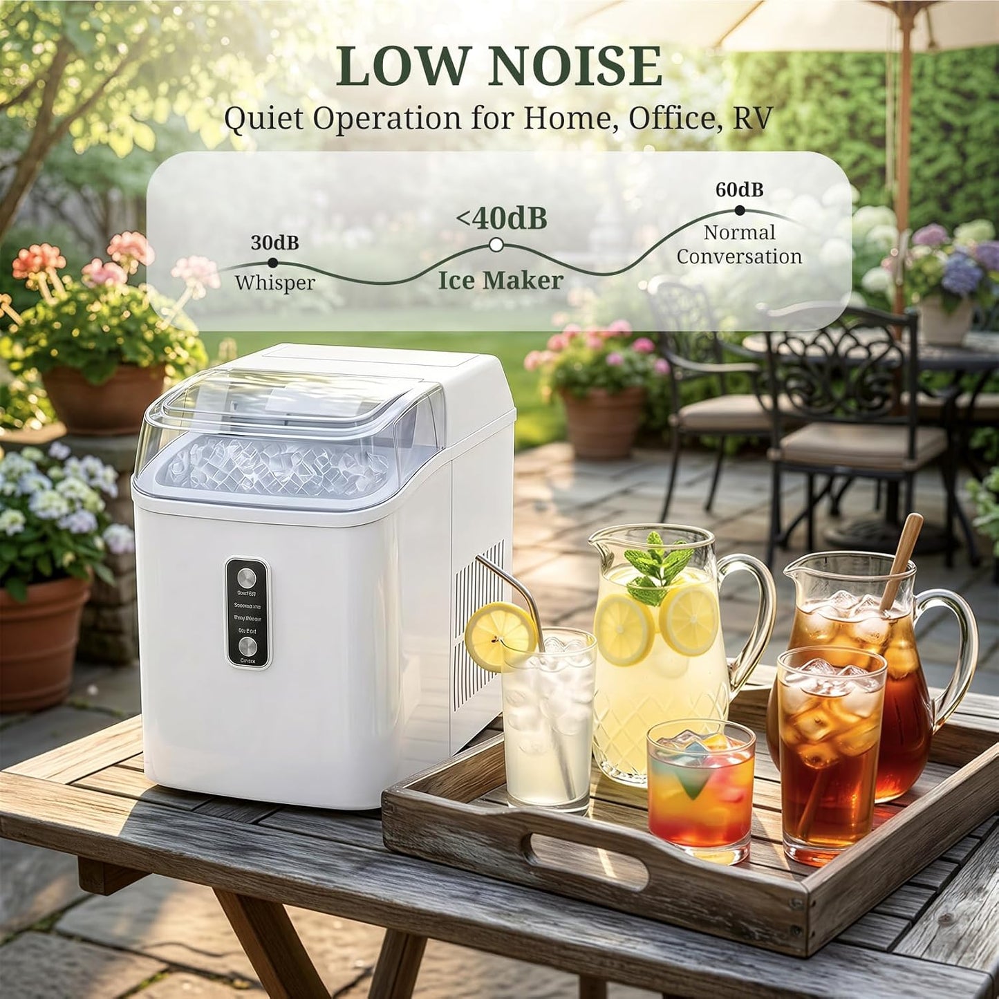 SageNest Nugget Ice Maker Countertop, 6-Min Fast Chewable Pellet Ice