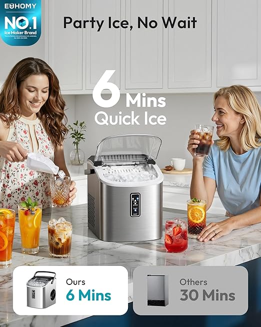 Euhomy Ice Maker Countertop, 9 Cubes Ready in 6 Mins